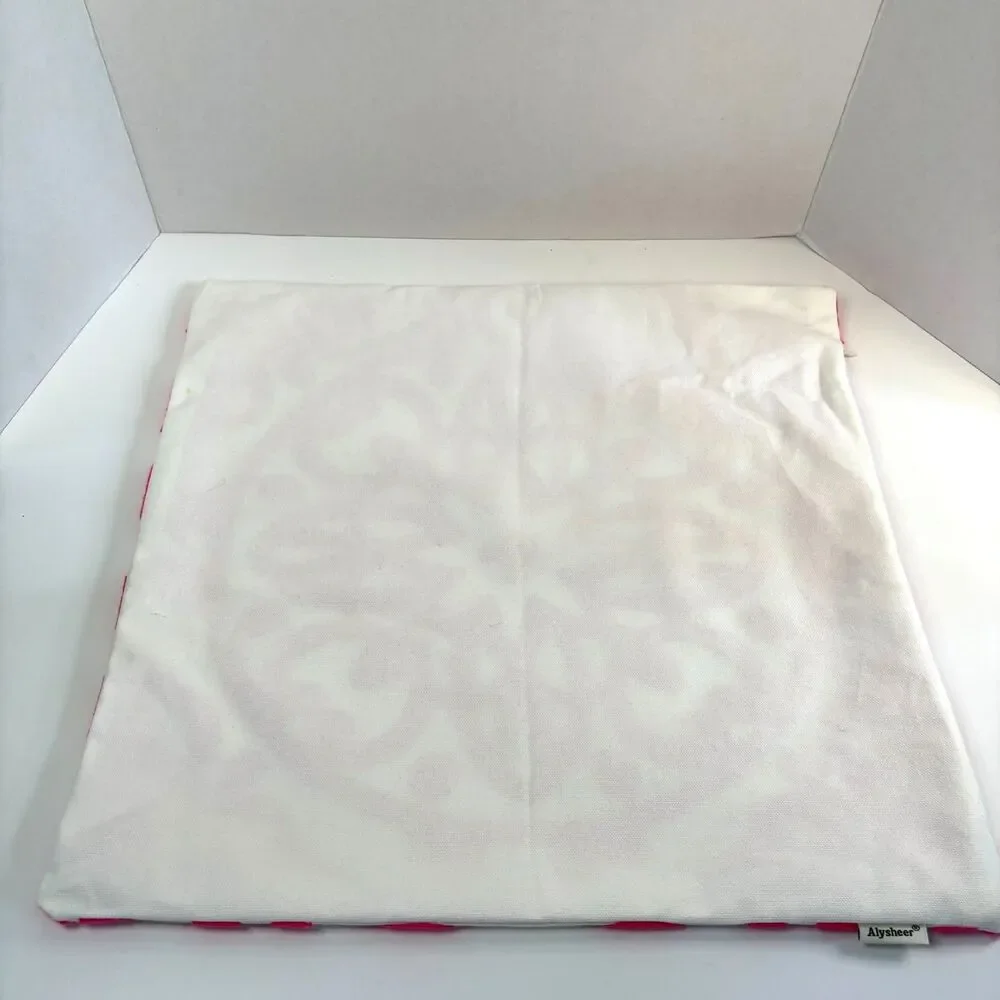 Alysheer Aqua Pink Embroidered Mandala Throw Pillow Cover Appr. 18x18Cotton Boho